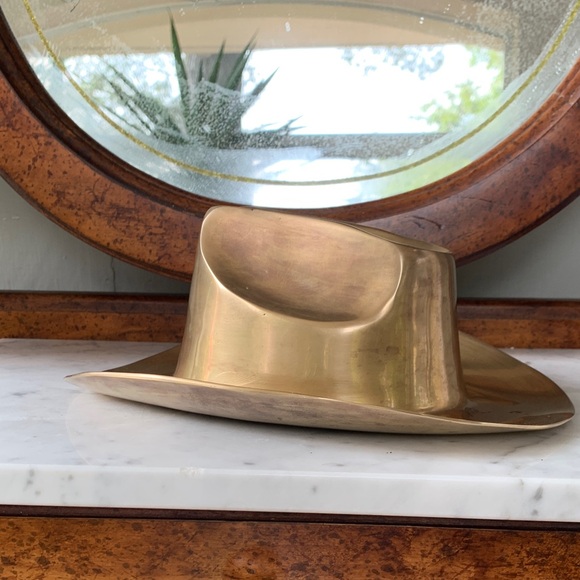 Large Vintage Brass Cowboy Hat Sculpture - Picture 4 of 7